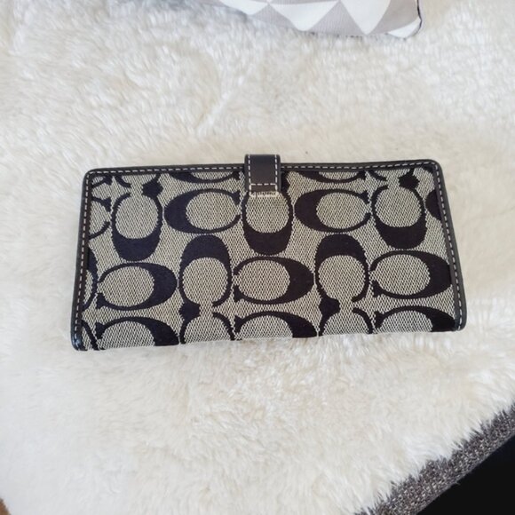 Coach Monogram Signature bifold Leather Canvas Wallet - Picture 3 of 5